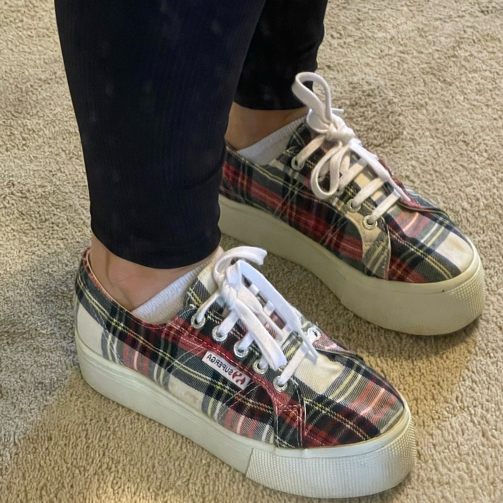 Superga Plaid Tartan Plaid Sneakers Size 6